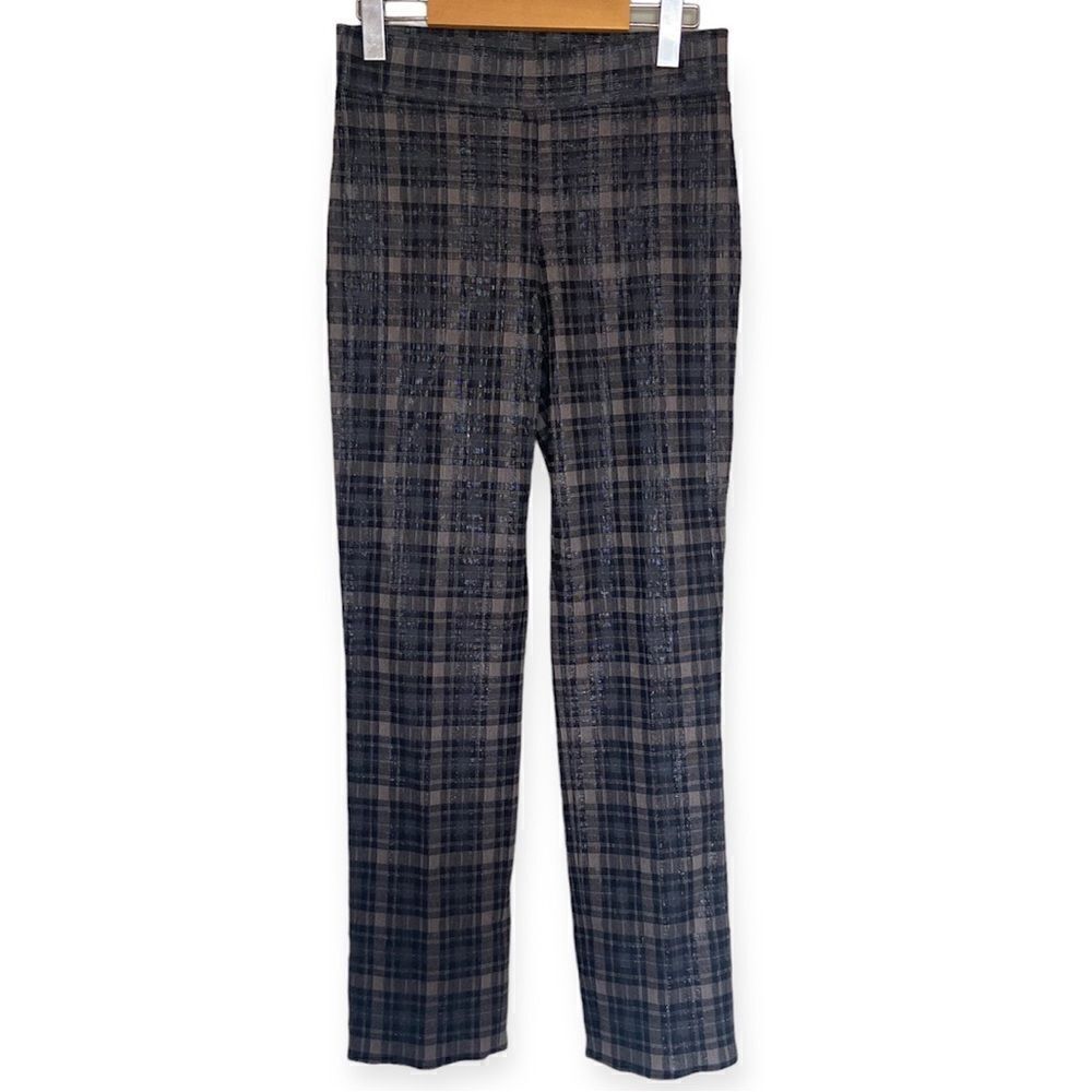 Joseph Ribkoff Brown/Pink Metallic Plaid Academia Mid-Rise Pants Size 4